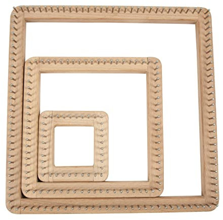 Pomurom Quadratische Strickwebstuhl, Strickbrett, Handgefertigter Webbrett zur Herstellung von Matte, Schals, Mützen, Handschuhen, Tüchern, Socken, Strickzubehör, Geschenk für Strickanfänger, Kinder