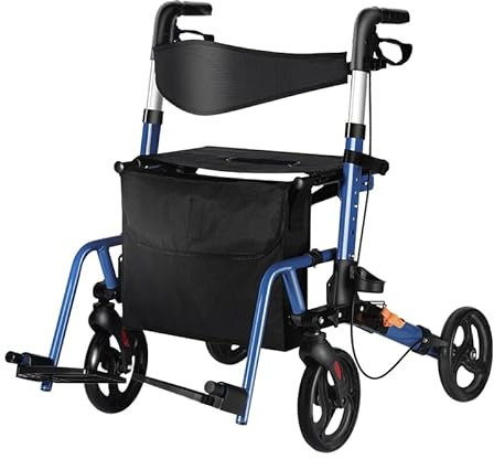 ByteTecpeak R3 Leichter 2-in-1 Rollator und Rollstuhl-Kombination, mit Fußstützen, Gehstock, faltbar, höhenverstellbar, mit Rollstuhlfunktion, bis 100 kg belastbar