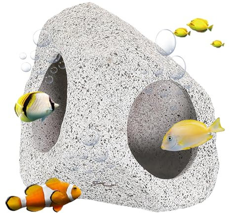 LANCARE Aquarium-Versteck, Felsenhöhle für Wassertiere für kleine Fische, Garnelen zum Paaren, Spielen und Ausruhen, Betta Versteck, sichere und ungiftige Keramik Aquarium-Ornamente (A)