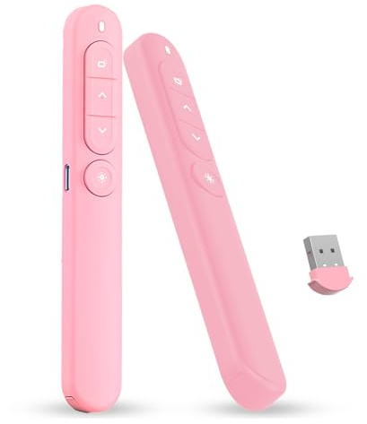 XdealCozyxc Powerpoint Presentation Clickers, Rechargeable Wireless Presenter Clicker Remote for Mac/Keynote/Computer/Laptop (Pink)