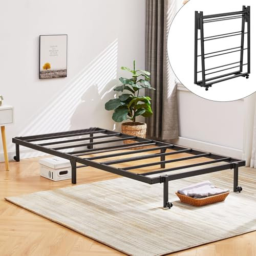FetiNes Klappbett 90x190 cm Einzelbett Metallbett Gästebett faltbares Reisebett mit 4 Laufrollen feldbett klappbar, Platz spart