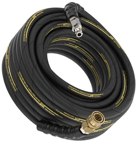 XENDY WASHER Pressure Washer Hose 50FT x 3/8” – High Tensile Wire Braided, 4060 PSI Heavy-Duty Power Washer Hose with Quick Connect Fittings, Non-Marking, Hot & Cold Water Compatible