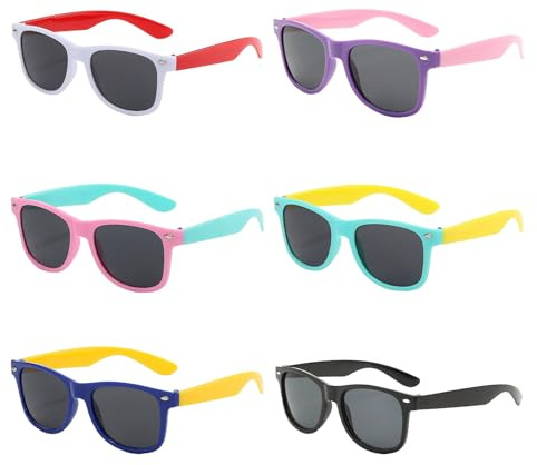 SAIIURV 6 Paires Gafas de Sol para Niños Party Gafas de Sol Coloridas，Regalos de Fiesta Niñas, Fiestas de Verano en la Playa Viajes al Aire Libre (6)