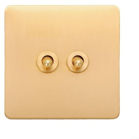 Mässing vippbrytare ljusbrytare 1/2-vägs retro mässingsplatta spak 86 typ väggbrytare för hembelysning och takfläktar handgjorda guld, mässingsbrytare (2 växlar)