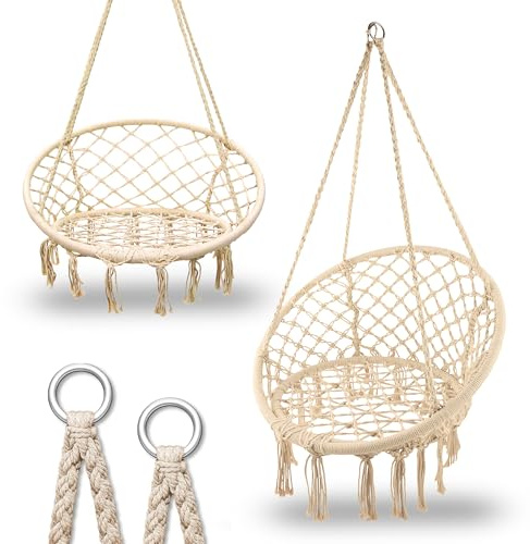 Extralink Fauteuil suspendu sans armature de style bohème - Fauteuil suspendu pour l'extérieur et l'intérieur pour adultes et enfants jusqu'à 120 kg - Diamètre : 80 cm - Balançoire suspendue
