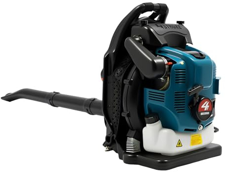 HUOMMGS Soffiatore a benzina da 2,6 KW, 4 tempi, 76 cc, raffreddato ad aria, con 4 tubi di collegamento e spalline, soffiatore per foglie, sabbia, velocità di soffiaggio 14,1 m³/s