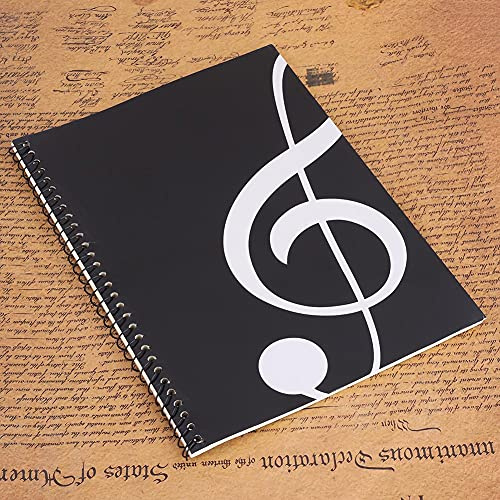 Xiuganpo 50 Sidor Notbok, Enstaka Omslagspapper, Idealisk för Att Skriva Musik, Svart Not/gul Not (Svart musiknotmönster)