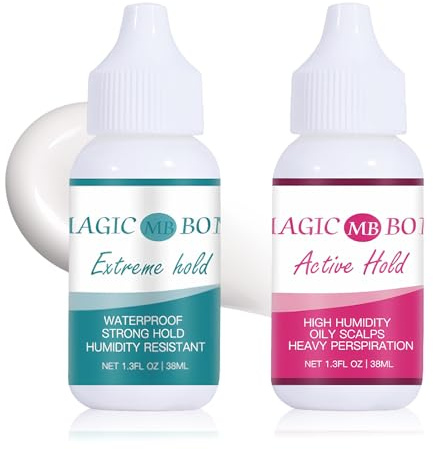 2 Pack Lace glue Wig glue 38ml Strong Hold Invisible Bonding Adhesive for Wigs Bold hold lace Waterproof