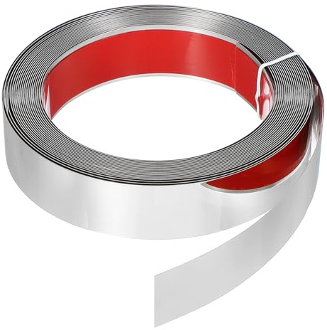 QUARKZMAN Väggmonterad Metallkant 8 m x 30 mm Självhäftande Självhäftande Elektropläterad Finish Rostfritt Stål Metallremsa Kant För Takkant Vägg, Silver
