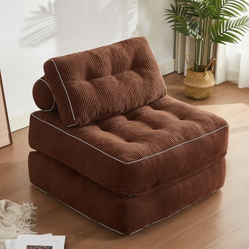 Litbird Divano Letto 89,9 cm, Divano a Sacco Pieghevole, Marrone