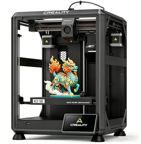 Creality K2 SE 3D Printer Support Multicolor Printing Needs CFS, 500mm/s High-Speed Printing with Auto Leveling, Vibration Control, Compact Desktop 3D Printer, Print Size 220x215x245mm