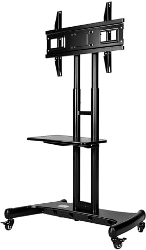 generic Rolling Floor TV Stand with Wheels for 32-75 inch Screen Universal Flat Curved Screens Mount with Shelf Holds 45kg Hight Adjustable