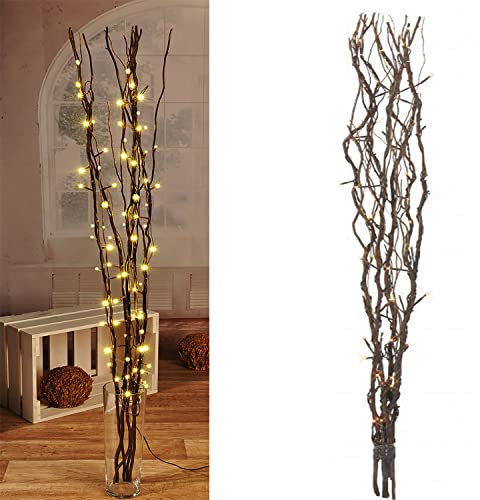 Mojawo® Lichterzweige mit 80 LEDs braun Beleuchtung Lichterkette Leuchtzweig Dekoration Lichter Zweig