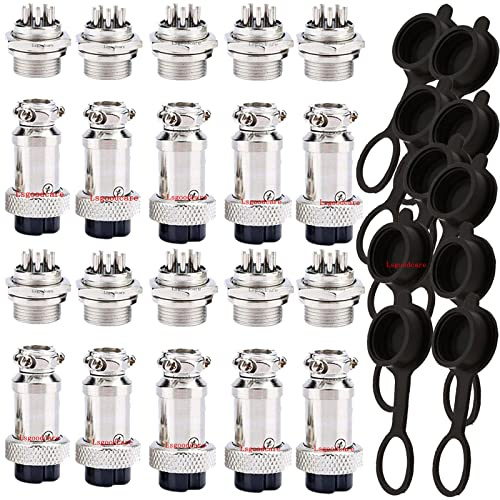 Lsgoodcare 30PCS 16MM 8 Pin Metal Aviation Connector Female 5A & GX16-8Pin Thread Aviation Wire Plug Male & Aviation Sockets Caps