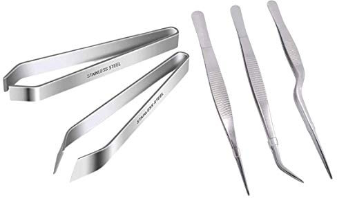 B D J I M Lot de 5 Pinces Professionnelle en INOX - Pince Poisson - Pince arrête Poisson - Pince pour Poisson - Pince Cuisine - Pince arrete Poisson + Ebook Offert