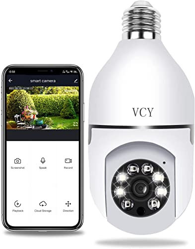 VCY Telecamera di sicurezza Tuya della lampadina, E27 WiFi a colori notturna a 360 gradi Pan/Tilt Telecamera IP panoramica, 5 GHz 1080 P Smart Home Sorveglianza Bambini Cam Allarme Due Vie Talk Pet