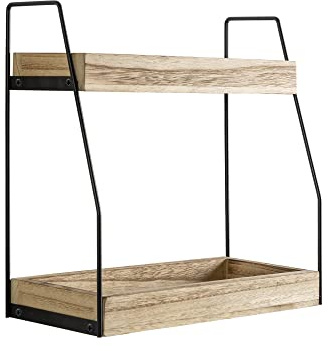 HOMN LIVING Estantería Artur de 2 Niveles, Madera de Paulownia