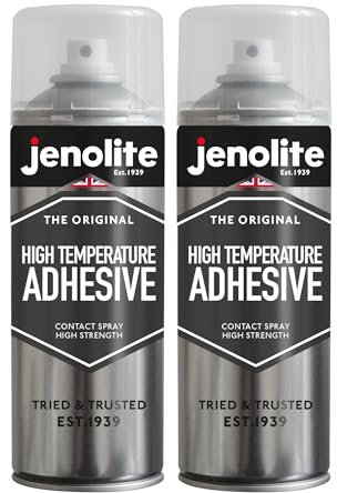 JENOLITE Spray adhesivo de alta temperatura | HASTA 80°C | 2x400ml | Adhesivo de contacto multiusos | Secado rápido, unión fuerte | Adecuado para la mayoría de materiales y superficies