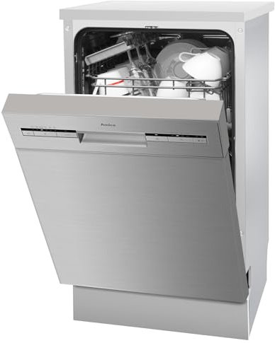 Amica EGSPU 500 911 E Unterbau-Geschirrspüler, 45 cm breit, 10 Maßgedecke, Aquastop, 6 Programnme, OpenDry, Edelstahl