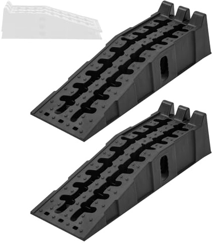 KATSU Tools Plastic Car Ramps 2 Pack, Stackable, Heavy Duty 7 Ton Capacity | Garage Ramps, 90.4 x 30.5 x 21.5 cm, for Lifting Auto Vehicles Car Service and Repair, Model 161934