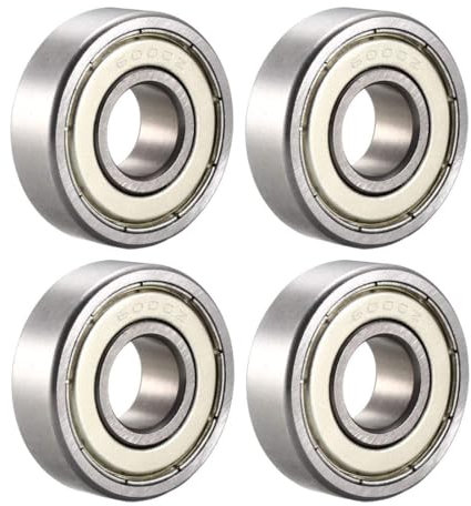 TOP-VIGOR 4Pcs 6000ZZ Deep Groove Ball Bearings, Z1 10mm x 26mm x 8mm Double Sealed Industrial Bearings, Chrome Steel Skateboard Bearings for Electrical Instrument Equipment