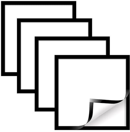 4 Stück Magnetrahmen Set, 30 x 30 cm Schwarz Selbstklebend Magnetisch Bilderrahmen, Magnetische Fototasche Gemälderahmen mit Magnetverschluss Infotasche Blatthalter, für Dokumente, Fotos, Poster