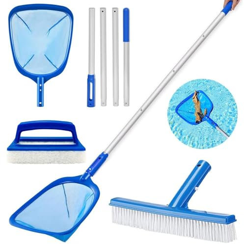 Anyingkai Pool Kescher mit Teleskopstange 187cm,Pool Sieb Kescher Fein für Whirlpool,Teichkescher Feinmaschig Algen,Poolnetz Feinmaschig,Pool Reinigungsset für Schwimmbad, Spas,Teich,Planschbecken