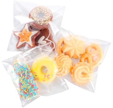 200 Pcs Self Sealing Clear Bags - 4x4 Self Adhesive Cookie Bags for Gift Giving & Party Favors - Resealable Food Saver Bags
