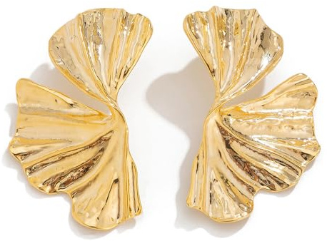 HSAJS Große Blume Ohrringe Ginkgo Blatt Ohrstecker aus Metall Übertrieben Hypoallergene Modeschmuck Aussage Schmuck für Frauen und Mädchen