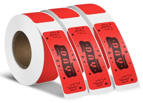YIKIADA 3 Rouleaux Étiquettes Thermiques Adhésives 12 X 40 mm Rouge Ruban pour Étiqueteuse Autocollantes Imperméable Amovible Imprimables pour Bureau École QR Inventaire