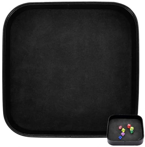 Zghhc Plateau À Dés, Boîte De Rangement pour Articles Divers, Porte-dés en Cuir PU Flanelle, Plateau De Dés De Jeu De Table, Support De Plateau À Rouler Les Dés