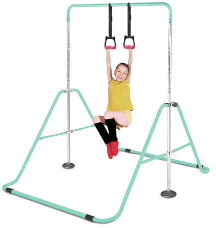 Triclicks Barre de Gymnastique pour Enfants, Barre d'entraînement Pliable avec Hauteur réglable, Barres Horizontales Extensibles pour Enfants, Filles, garçons (Vert)