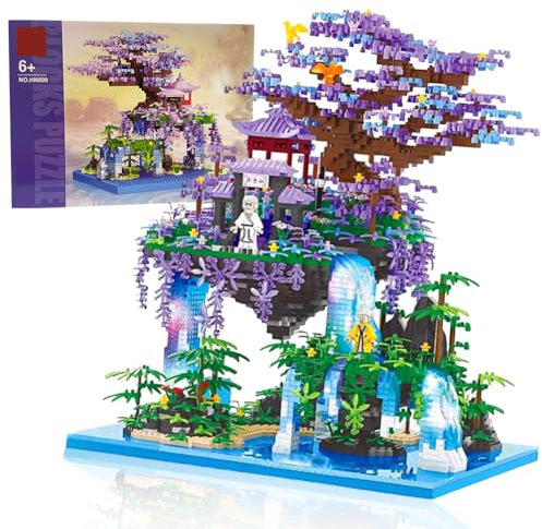 Feenpavillon Micro Bausteine,Feenpavillon Baumhaus Bauklötze Kit,Micro Mini Bausteine, Buildings Chinesische Mondpalast Architektur , Klemmbausteine Creative Geschenk,mit Geschenkbox (Über 2000PCS)