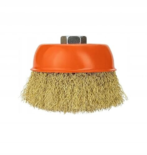 DomoDomo Cepillo de alambre de latón de 4 pulgadas, M14, resistente a la abrasión, para amoladora angular, máx. 8500 rpm, ideal para limpiar y pulir, alambre de latón de alta calidad