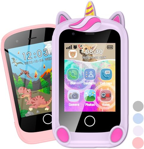 Telephone Portable pour Enfant, Smartphone pour Fille Garçon avec Appel SOS Musique 17 Jeux Podomètre Alarme Caméra Mode école Livre Audio Lampe Poche, Cadeau pour Enfant 4-10 Ans (P3-Pink 02)