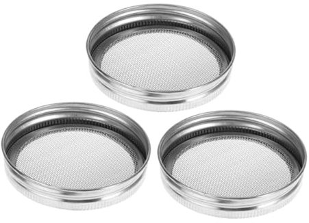 Mikinona 3pcs Versatile Sprouting Lids for Jars Stainless Filter Mesh Mesh Germination Lid Sprouting Jar Cover for Wide Mouth for Kitchen Storage and Fermentation