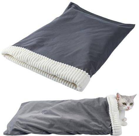 Cat Cave Bed - Plush Cat Sleeping Bag, Warming Cuddly Nest for Rest Phases Hiding Place Travel Home Car