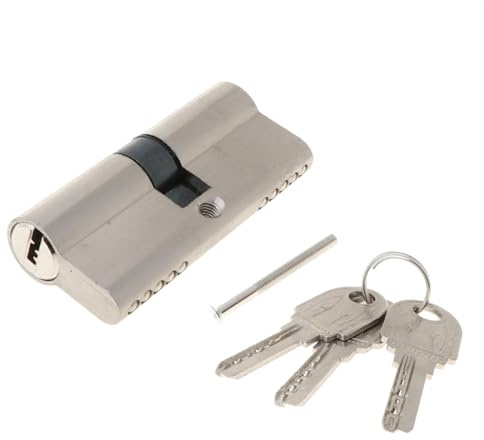 Cerradura con cilindro europeo, Cilindro de cerradura puerta PVC doble apertura, color plata, 60-90 mm(B)