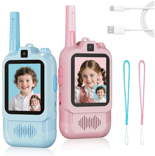 Video Walkie Talkies for Kids, Kids Walkie Talkies Toys with Dual Camera, Video Walkie Talkies for 3 4 5 6 7 8+ Year Old Boys Girls Toys Gifts, Rechargeable, Long Range, Voice Chat & Photo