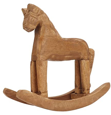 Xiuganpo Cavallo a Dondolo in Pino Lavorato a Mano Robusto Cavallo in Legno Giocattolo per Ufficio, Ottimo Regalo per Natale o Compleanno per Bambini, Amici, di Troia da 7,3 Pollici per Soggiorno,