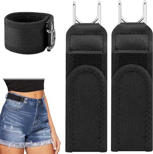Mzzdk 2 Piezas Cinturón Sin Hebilla Kit, Cinturón Elástico Táctico con Gancho Metálico, Cinturón de Cintura Invisible para Hombres y Mujeres, para Ocio, Ocupación