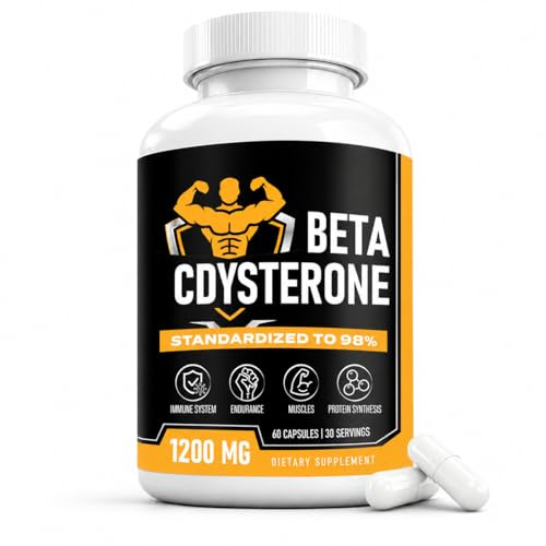 Beta Ecdysterone 1200 mg per Portion, 98% Standardiserat Cyanotis Arachnoidea-extrakt, Kosttillskott för Män, 60 Kapslar