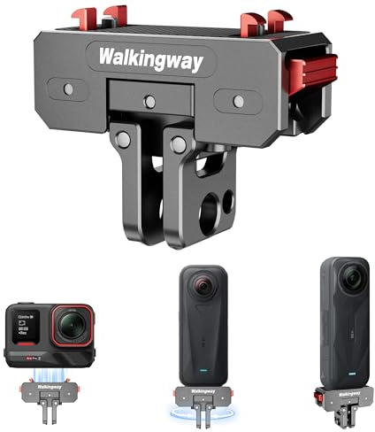 Walking Way Soporte Magnético Liberación Rápida Rotación 360° para Insta360 X5/X4 Air/Ace/Ace Pro/2, Adaptador Metal Rosca 1/4 Dobles Garras Plegables, Accesorios Soportes