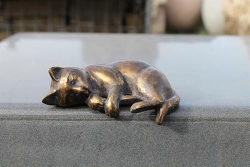 Natursteinzentrum Rhein Main Katze schlafend aus Bronzeguß KLEIN