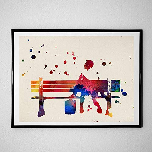 Nacnic Poster Forrest GMP. Film cinematografici, film e attori. Poster di antichi film con stile acquerello. Dimensione A4 con telaio