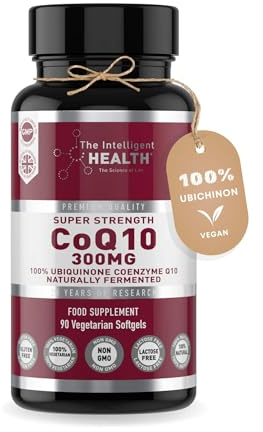 The Intelligent Health CoQ10 Supplement, Fermented Coenzyme Q10 Ubiquinone for Women & Men, Easy to Swallow 300mg 90 Vegetarian Softgels