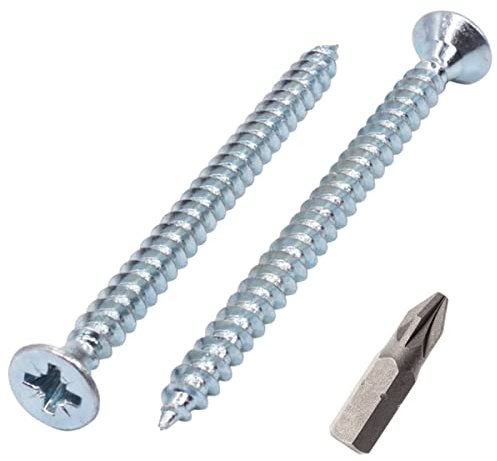 SKIR'CO Confezione da 80 viti in acciaio zincato, 4,5 x 60 mm, testa svasata Pozidriv, viti per truciolare, filettatura completa (80, 4,5 x 60 mm)