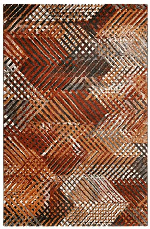 Wecon Home Moderner Esprit Kurzflor Teppich für Wohnzimmer, Schlafzimmer und Kinderzimmer - Vario (120 x 170 cm, Terracotta braun)