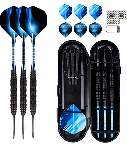 Jiahuade Set di Freccette,Freccette Professionali Punta Metallo,Freccette Punta Plastica,Accessories Freccette Steel Darts,Punte Morbide Freccette Professionali (Blau)