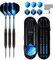 Jiahuade Dartpfeile mit Metallspitze, 3 Stück 22 Gramm Profi Steeldarts, Steel Dartpfeile Set 3 Aluminium Schaft mit 9 Flights, 50 Anti-Lose Gummiringe und 1 Dart Tool Sharpener (Blau)
